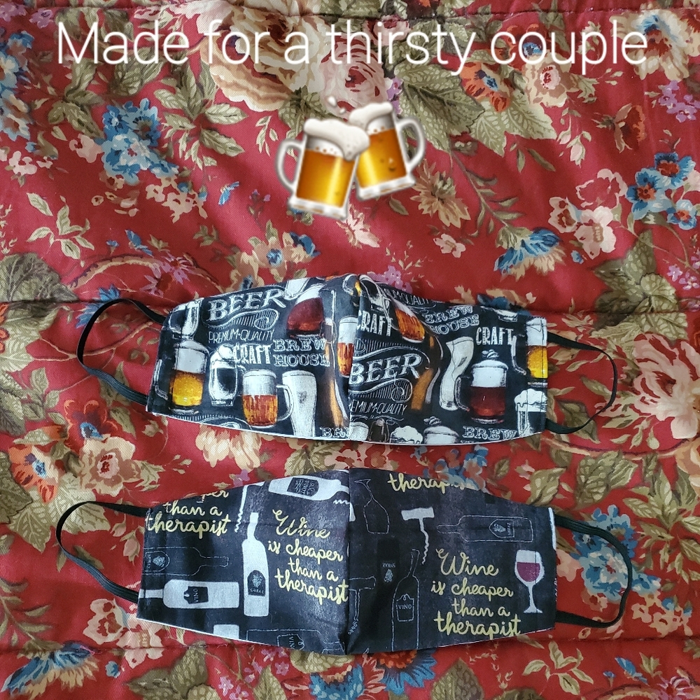 Face masks made for a thirsty couple, his & hers